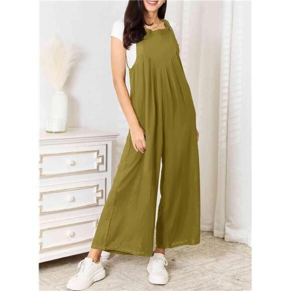 Women's Casual Loose Overalls Jumpsuits One Piece Sleeveless Wide Leg